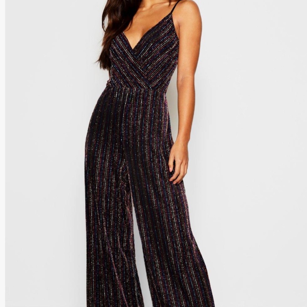 Petite Rainbow Wrap Front Jumpsuit